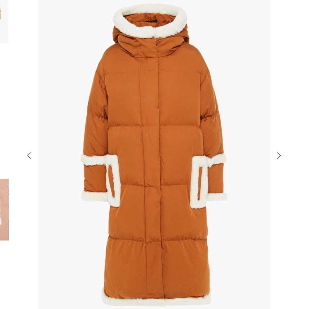 STAND STUDIO Faux shearling-trimmed quilted shell hooded coat FR 36